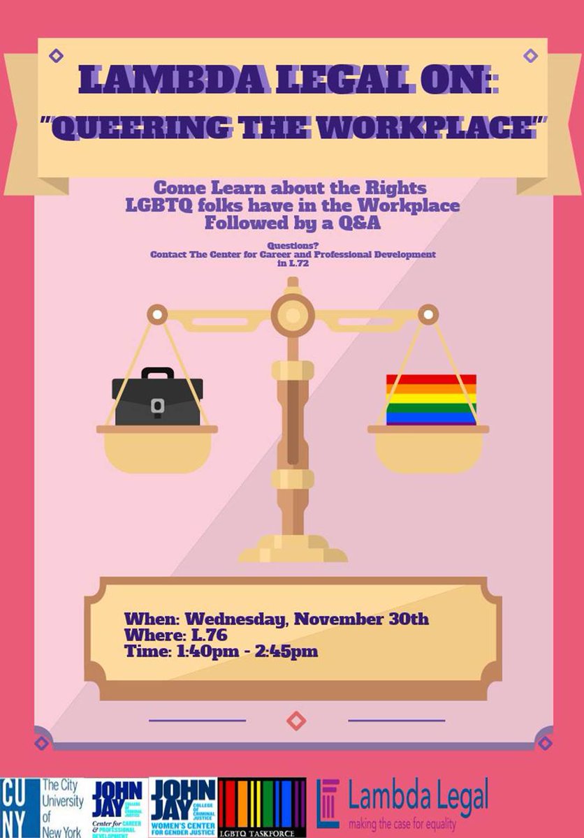 PSA_JJAY's tweet photo. Check out this amazing event that is looking to inform people who identify as LGBTQ+ on the rights they possess in the workplace! https://t.co/oRTTWUTvOL