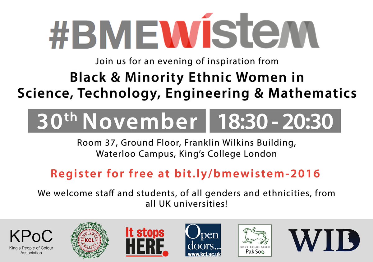 TOMORROW! #KCLPakSoc and #KCLWiSTEM bring you an evening of inspiration and networking
Reserve your ticket here: eventbrite.co.uk/e/bmewistem-ti…
