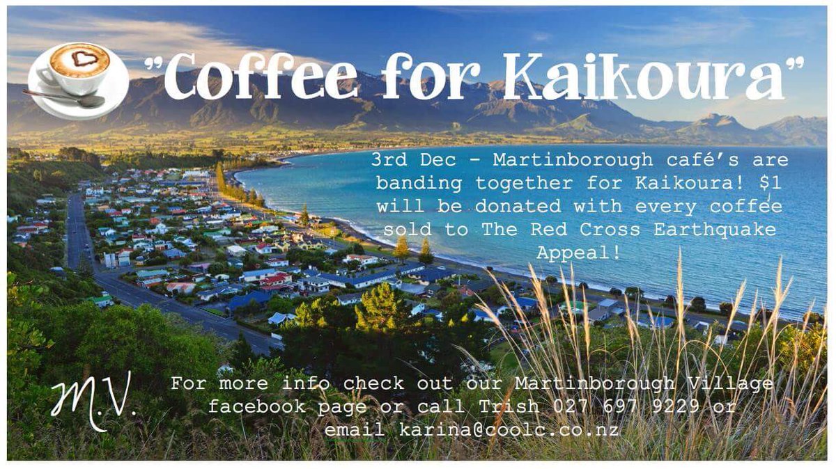 trish_higginson's tweet photo. #coffeeforkaikoura #KaikouraQuake  #eqc2016 #fundraiser #martinborough https://t.co/MU5OZ4pTxx https://t.co/OTsofIxhwU
