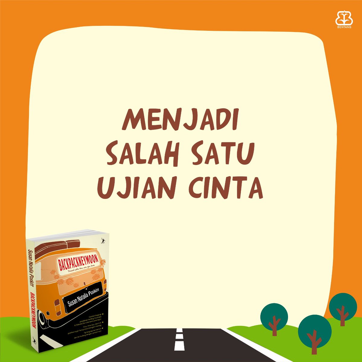 bentangpustaka's tweet photo. Dan yang kedua adalah: Menjadi salah satu ujian cinta.
Kita bisa langsung cek romantisme @PergiDulu melalui buku #backpackneymoon! https://t.co/8UOKIdR6hY