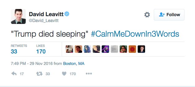 CBS Boston David Leavitt tweets he hopes Donald Trump died sleeping 