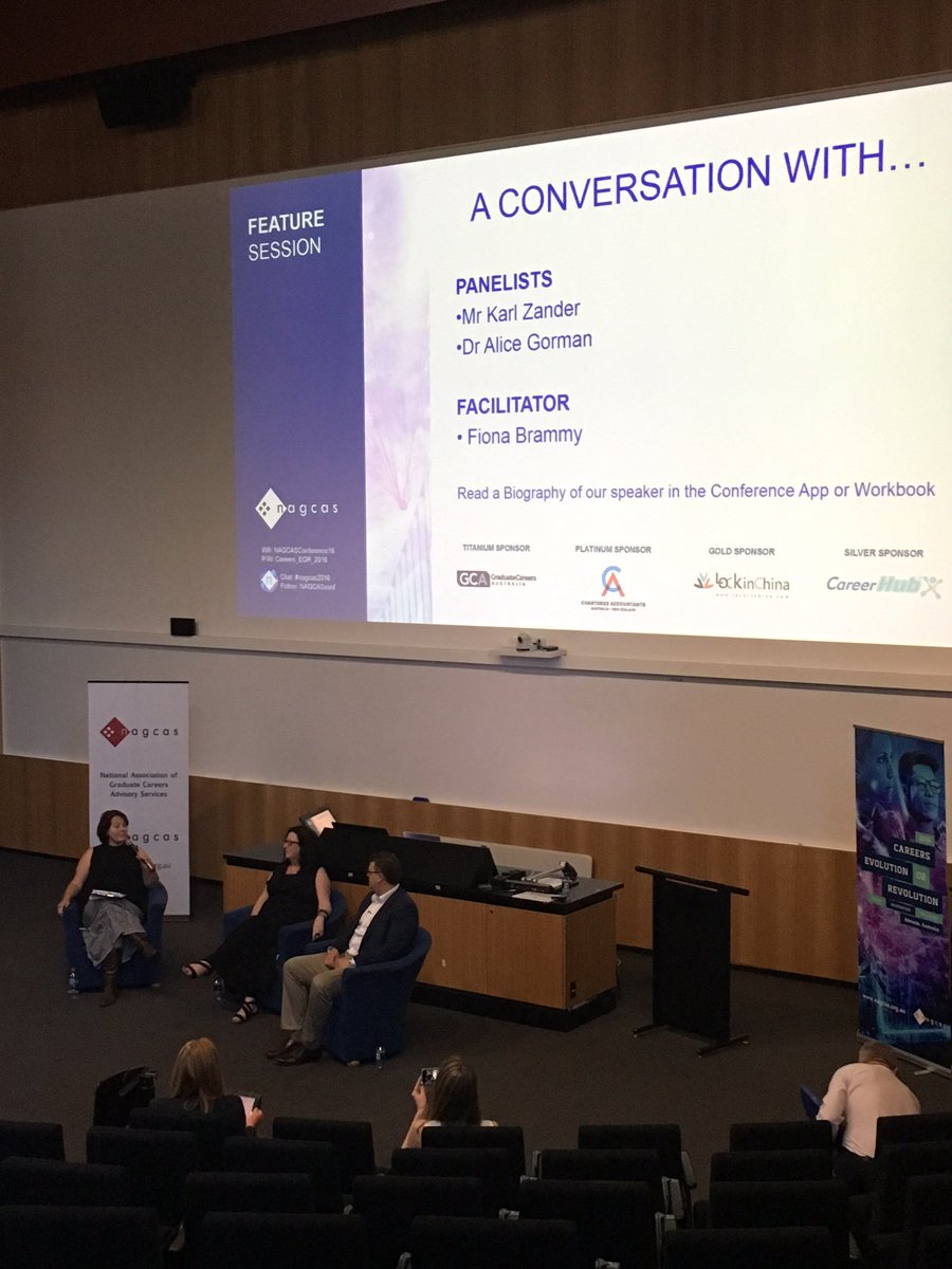 NAGCASConf's tweet photo. A Conversation With Fiona, Alice and Karl @NAGCASConf #nagcas2016 NAGCAS Conference "How great are these chairs?" https://t.co/01V5L13Wb2