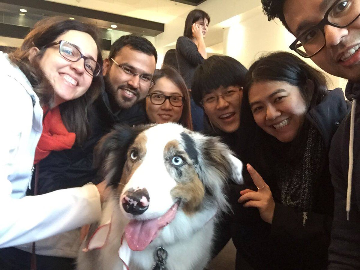 Best way to destress? Puppy therapy! Thank you <a href="/sfuhealth_promo/">SFU Health Promotion</a>! #sfumba #sfubeedie #puppytherapy