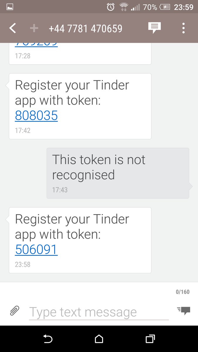 Error token tinder sms verification bash