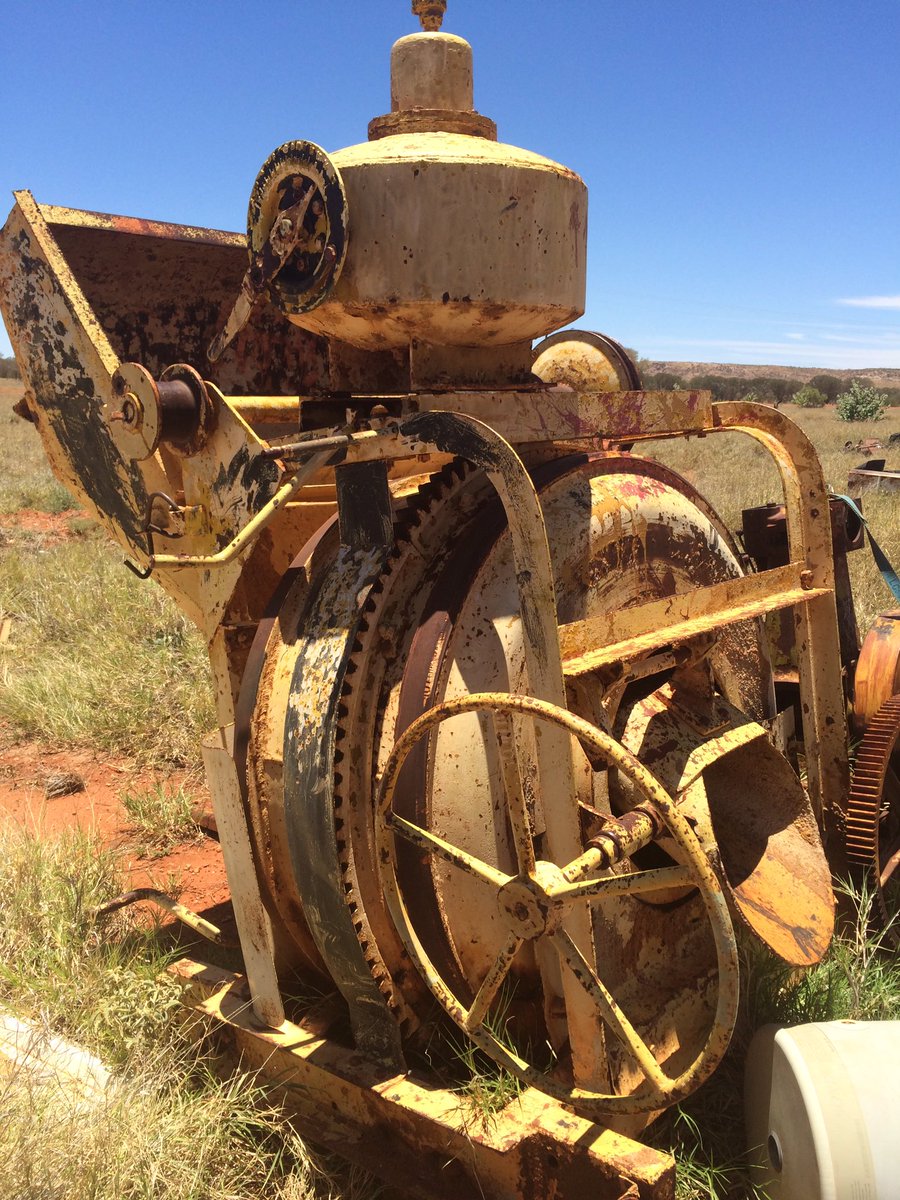 MaddocksThomas's tweet photo. Check out this cement mixer from the 1960s. Found in Yuendumu. https://t.co/w5tGsheMCJ