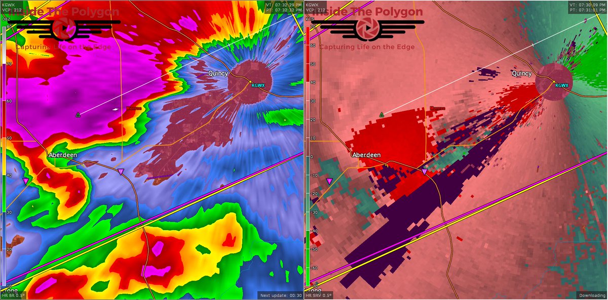InsideTPolygon's tweet photo. 7:34EDT~ Aberdeen #MSWX confirmed large and dangerous tornado moving through. Seek shelter now. #tornado #severe #bigtornado #happeningnow https://t.co/y38gpDFQiv