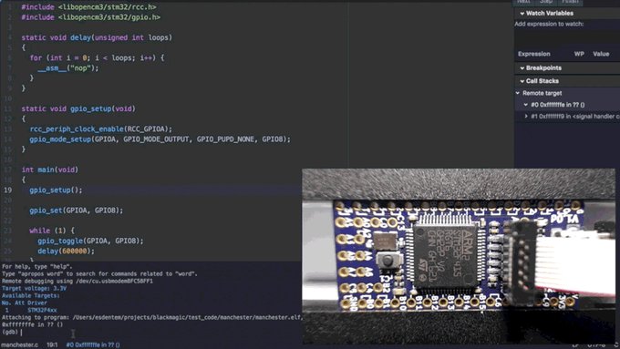 d0tslash's tweet photo. Hooray! @esden just launched his project, @1bitsquared 1Bitsy &amp; Black Magic Probe - Demystifying ARM Programming.  https://t.co/NEvZP7l2jQ https://t.co/3ER2BMrcWk