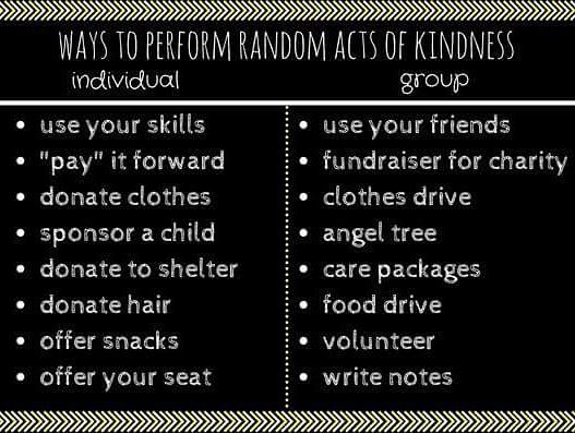 PASSitONVCU's tweet photo. Some ideas for how to perform your own random act of kindness! 👬👫👭 #RAKVCU https://t.co/C1joFGGBN2