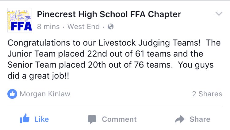 Pinecrest_FFA's tweet photo. CONGRATS🎉🎉to our FFA members! https://t.co/8bB49NKccd