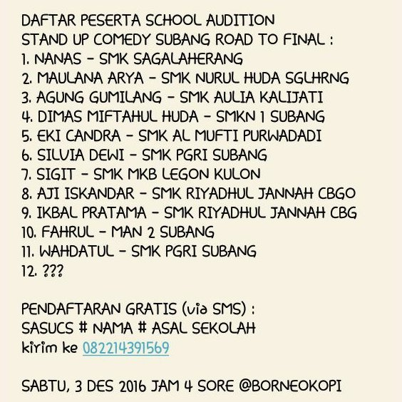 Tinggal 3 hari lagi! Dan masih ada kursi utk audisi Road To Final #SchoolAudition Subang 2016? Check this out!