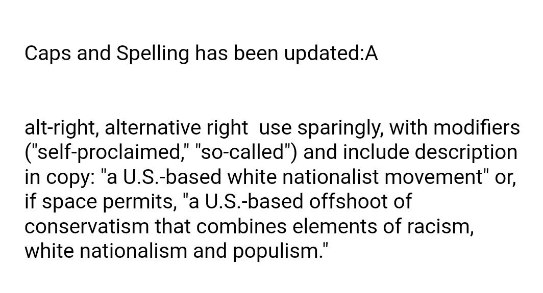 HG_Watson's tweet photo. Canadian Press style book update on "alt-right" https://t.co/FMWxgpdb1f