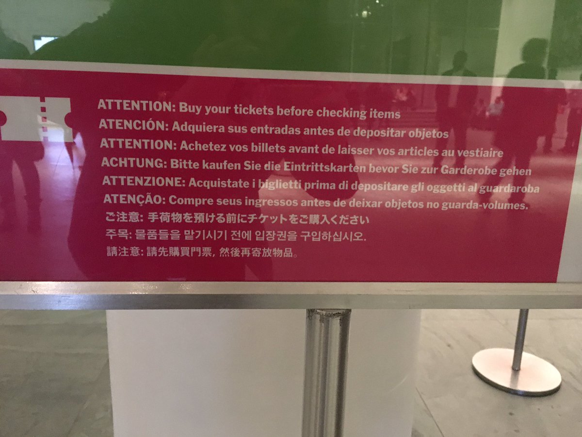 neeener_28's tweet photo. En este cartel en el MoMA, español es la segunda lengua en la lista. ¡Es muy interesante se dar cuenta el orden de las lenguas! #2101fran https://t.co/XA4If7t33t