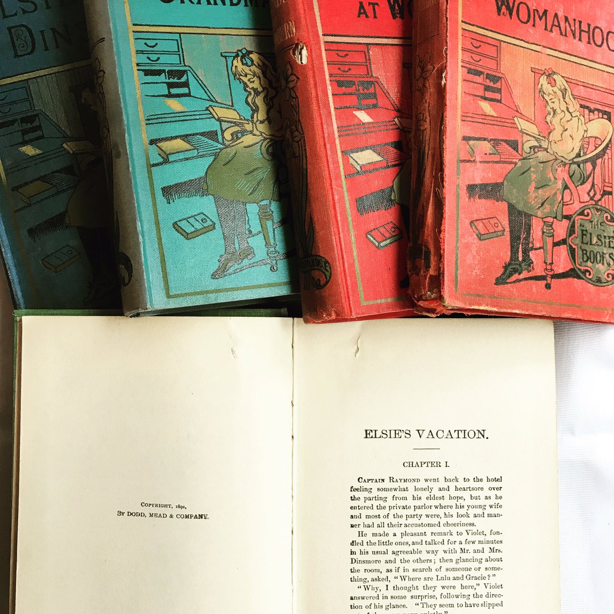 So excited about my latest #vintagebook find: a whole pile of Elsie Dinsmore #books coming soon to the store