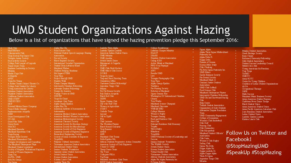 Has your student group signed the pledge to end hazing? #stophazingumd #speakup