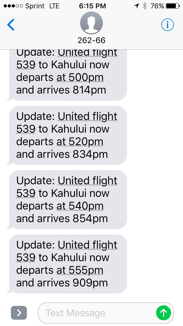jameslieu's tweet photo. @united Normally not one to complain, but a 5hr delay, multiple false departure times? You can do better. #flight539 https://t.co/mgNzLeAmyT