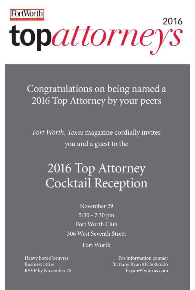 seanbuckley's tweet photo. 2016 Fort Worth Top Attorney Reception this evening with @TexasLawHawk @MissTX2012. #TexasTechAlums https://t.co/UhicaJInVd