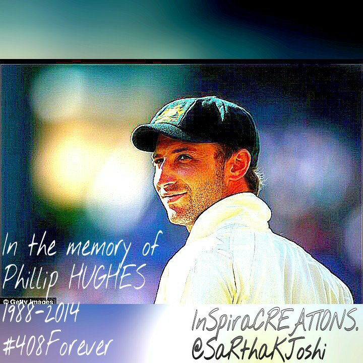 beingSaRthaK27's tweet photo. Today marks d 2nd birth anniversary f cricketer Phill Hughes. 
Prayers, best wishes with his family &amp; d cricket world. 
#63NotOut #RIPPhill https://t.co/7lso83WySO
