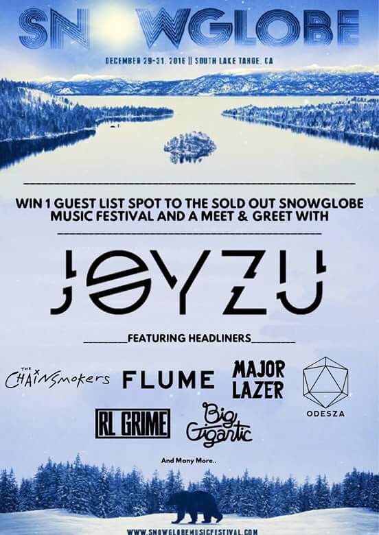 JoyzuMusic's tweet photo. ❄️ SNOWGLOBE 2016 ❄️

Win a free 3 day VIP pass + a meet and greet with us

RT/Follow to enter! 

More Details here: https://t.co/Y2P8SLIqs5 https://t.co/vGFnFG2h9I