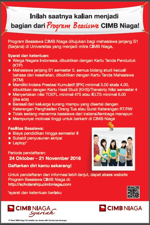 shenoby's tweet photo. Program Beasiswa CIMB Niaga 2016 https://t.co/s2wtfUd4LH https://t.co/HKPf7fNxjZ