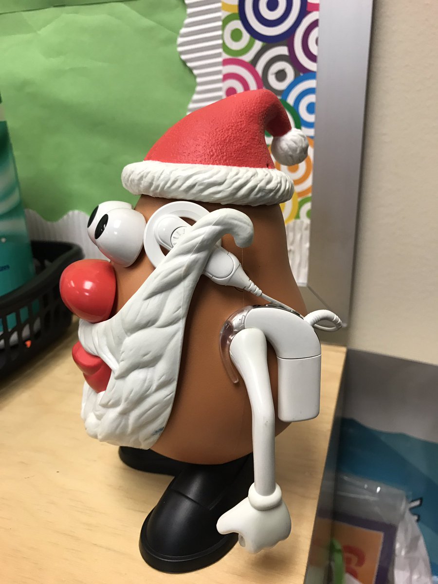 Jennifer Ruppert (@jruppie) on Twitter photo I walk in the room to find Barry's processor on Mr. Potato Head Santa. Guess he wanted to hear too! <a href="/CochlearUS/">Cochlear Americas</a> #conroelearns I walk in the room to find Barry's processor on Mr. Potato Head Santa. Guess he wanted to hear too! <a href="/CochlearUS/">Cochlear Americas</a> #conroelearns