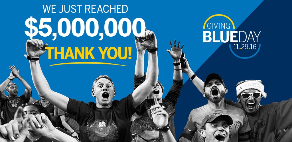 LeadersandBest's tweet photo. Your support has brought the #GivingBlueday total to $5 million! Keep spreading the giving spirit. https://t.co/NBktByRd7u