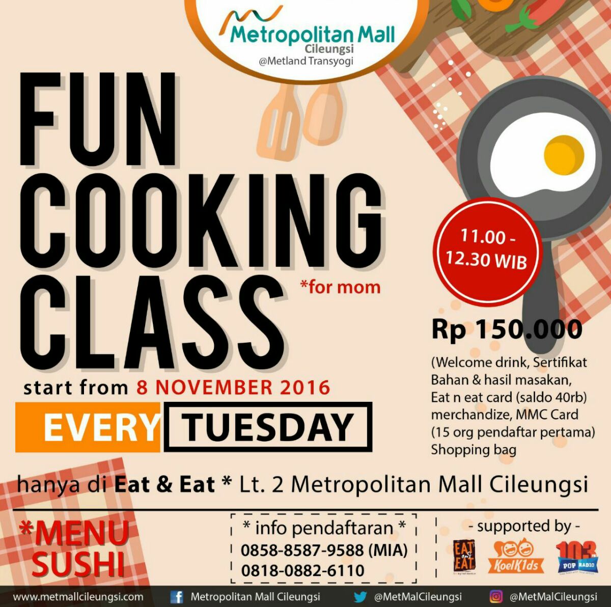 yasika_fm's tweet photo. Datang &amp; nikmati keseruan #NOVEMBERAKSI  di #MetropolitanMallCileungsi. km bs ikutan Zumba Dance setiap Rabu &amp; Cooking Class setiap Selasa https://t.co/8xk7NZEmMl