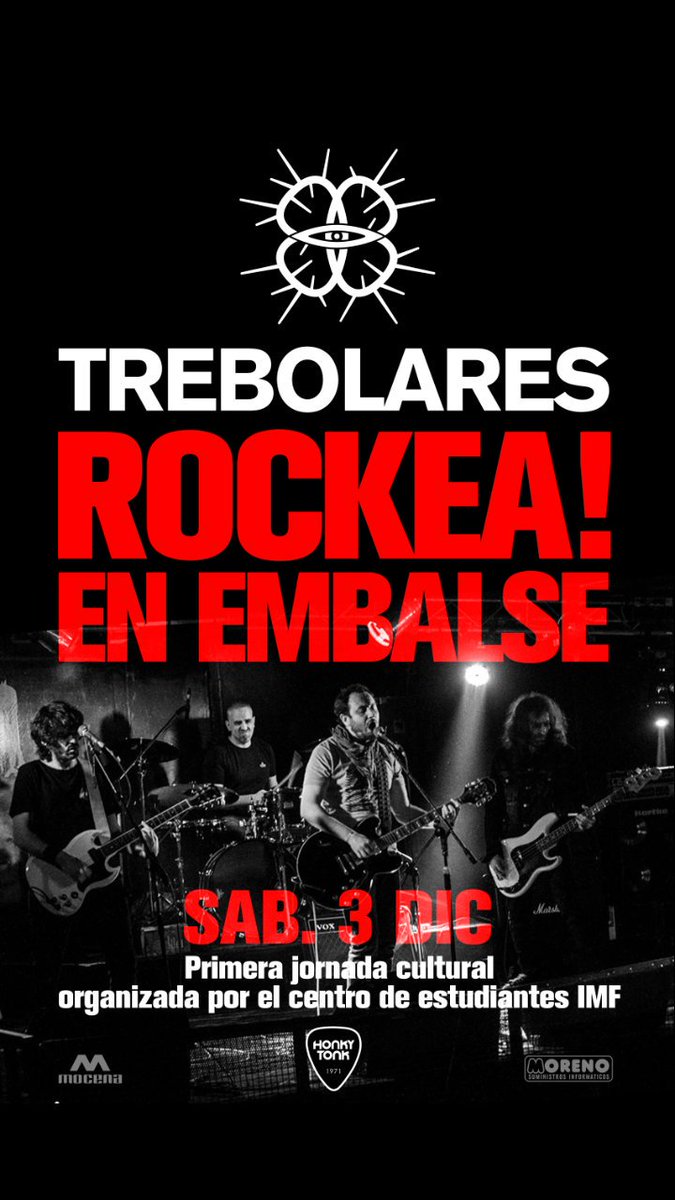 Trebolares vuelve a embalse este sabado!!
Habla con los pibes del IMF por tu entrada!!
