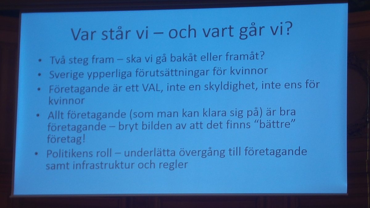"Varför kan inte Sverige vara det första landet som har ett jämställt företagande?" frågar Carin Holmquist. Politiska initiativ spelar roll.