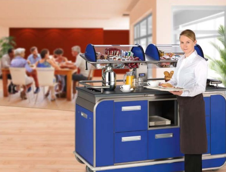 De vernieuwde broodbuffetwagen van temp-rite, de Serve-Rite. Meer informatie hierover via bit.ly/2gwd3qD