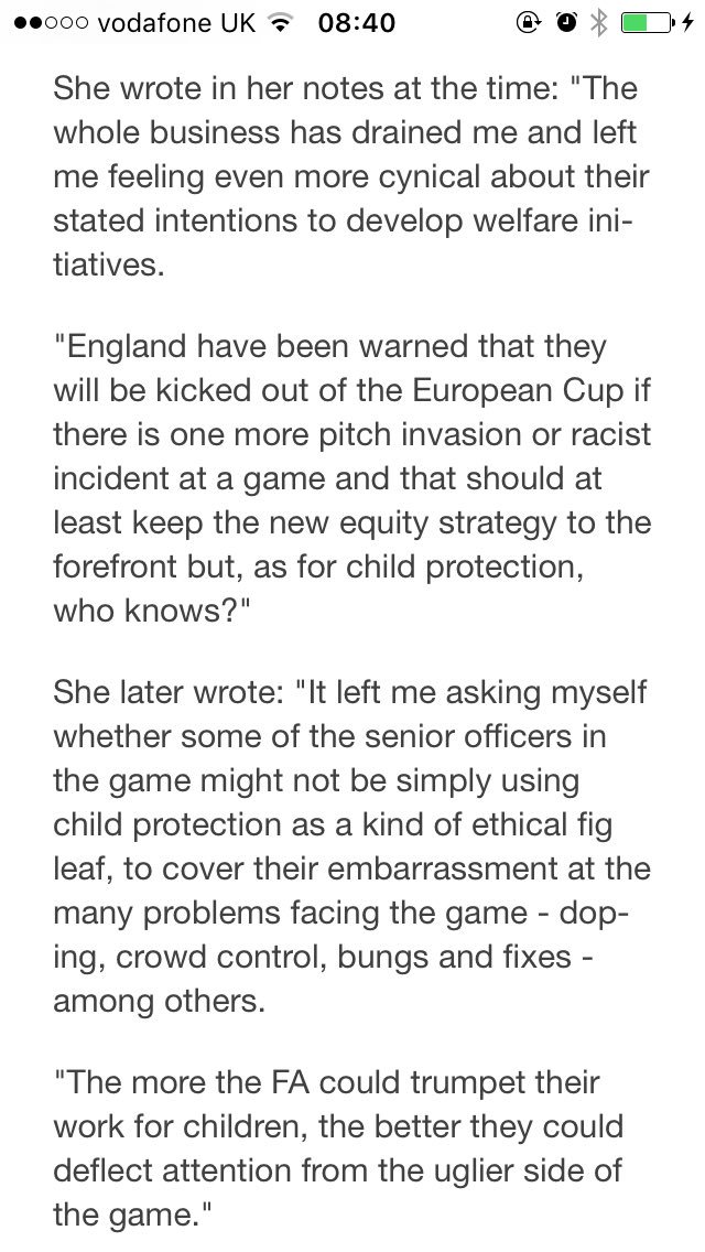 psycurious's tweet photo. Interesting excerpts here from Prof Celia Brackenbridge's research notes on FA child protection project https://t.co/ZSie17JsGy @AbuseSport https://t.co/9dlrWzz9dO