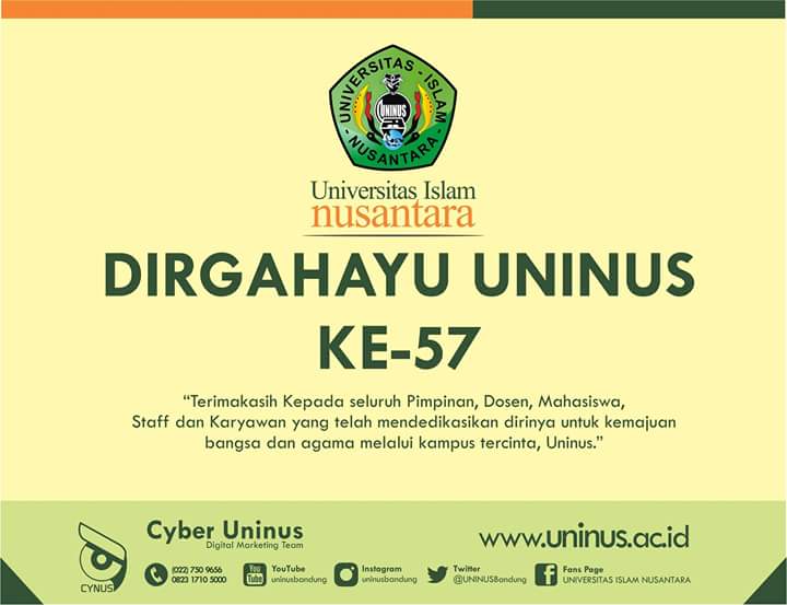 SemaFikomUNINUS's tweet photo. “Terimakasih Kepada seluruh Pimpinan, Dosen, Mahasiswa, atas dedikasinya selama ini."
DIRGAHAYU UNINUS KE-57 https://t.co/zmZJZmI3Bc