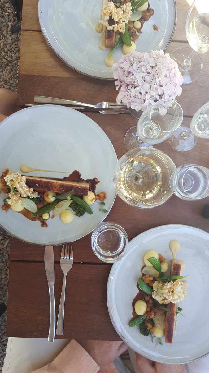 Onto the next course. Pork belly for brunch - why not?! <a href="/foxcroftfood/">Foxcroft Constantia</a> #alldaywine #breakfastwine