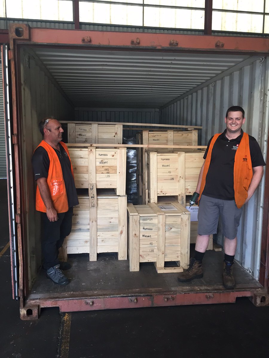 nupressgroup's tweet photo. A few of the team putting the final touches on over 15k parts shipping from Aus to @FNGlass in Toronto, Canada for the future Viva stations. https://t.co/kQfEmoHKmb