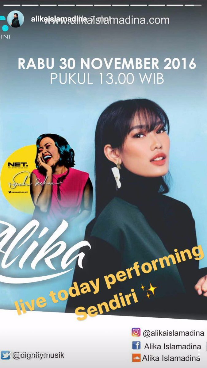 Buat Alikers, yg td blm smpt dengerin single terbaru #AlikaSendiri Yuk nonton <a href="/SarahSechan_NET/">SarahSechan_NET</a> pkl 13:00 Today! Live <a href="/netmediatama/">Netmedia</a>