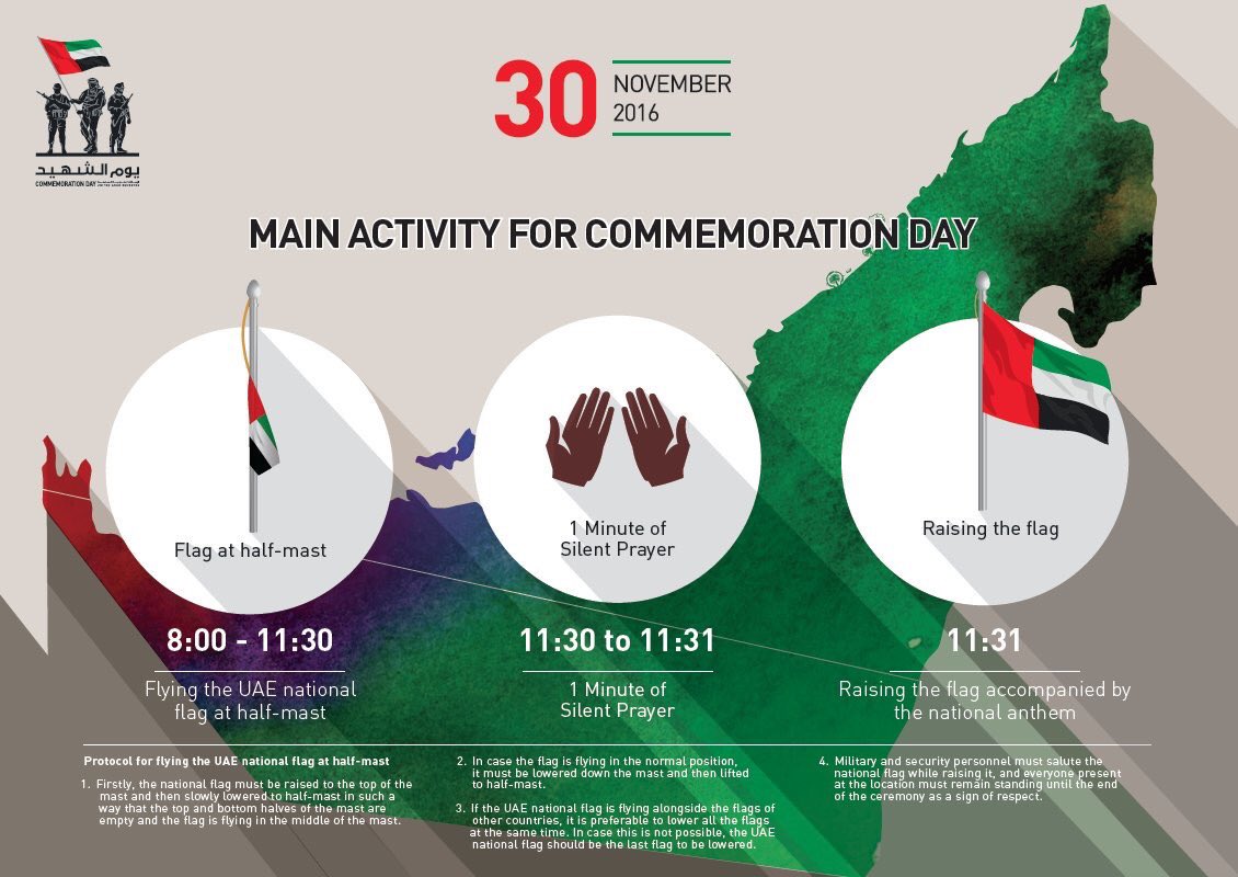 Join us today at 11.30am for a minute of #silentprayer in honour and memory of our heroes #The_UAE_Remembers