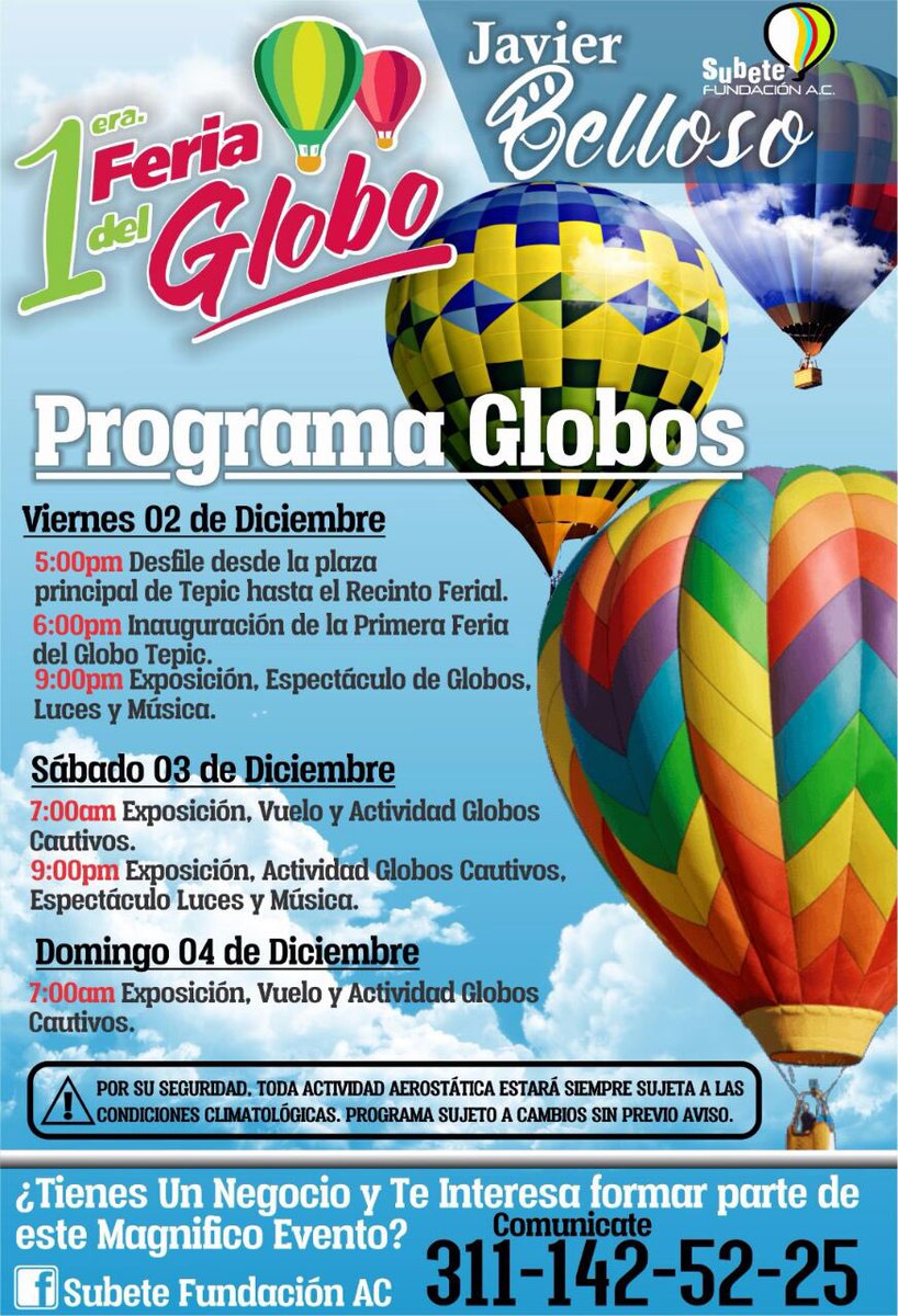SecturNayarit's tweet photo. Programa oficial de la 1era. Feria del Globo en Nayarit ¡disfruta con tu familia! apóyanos compartiendo la información #ViveNayarit https://t.co/CrrQoNAnQf
