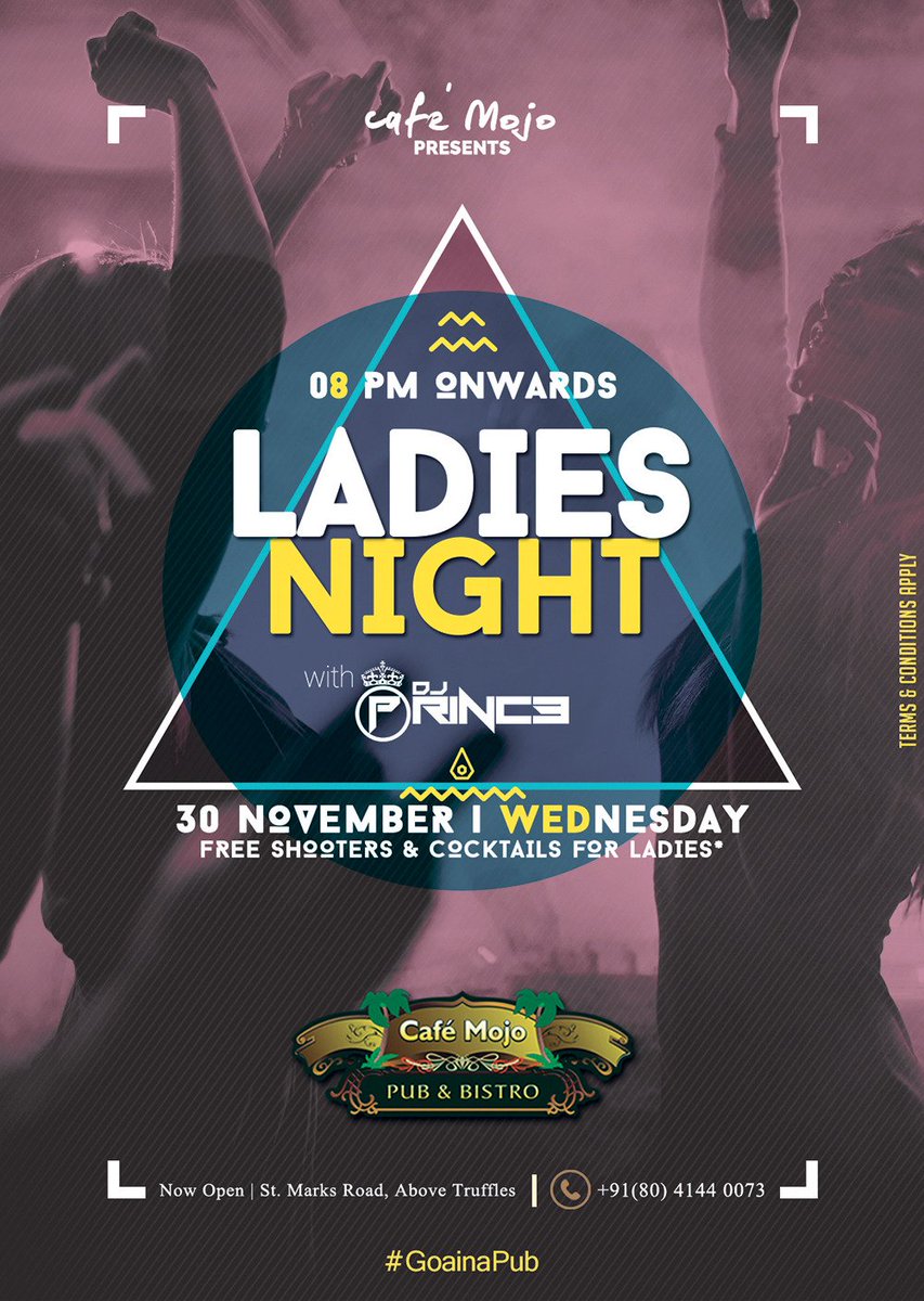 cafemojoblr's tweet photo. #LADIESNIGHT every Wednesday!

Join us tonight for our first ever Ladies Night where things will get hot and heavy.

Res: +91(80) 4144 0073 https://t.co/Sf3LDNnTDy