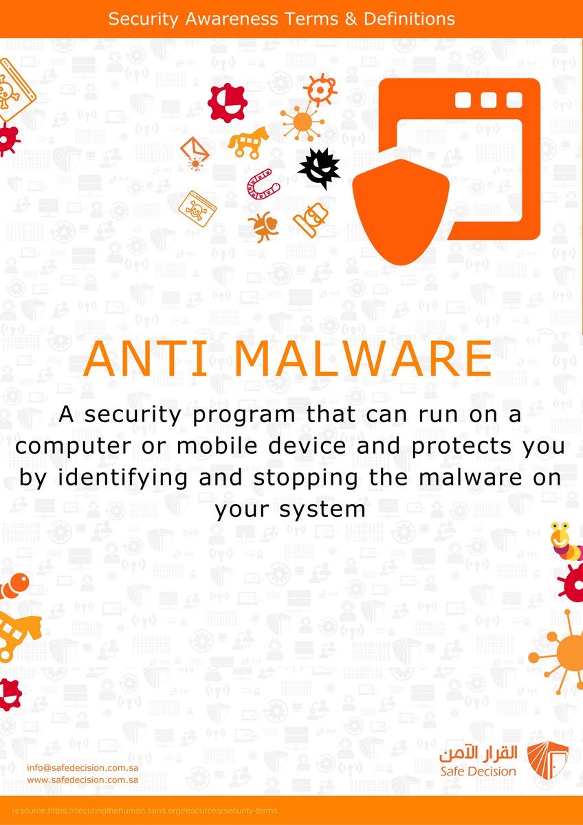 safedecisionKSA's tweet photo. Security awareness Terms & Definitions
#CyberSecurity #Malware #Awareness #informationsecurity #it #safety #أمن_المعلومات #Safe_decision https://t.co/zGQTxux7Fu
