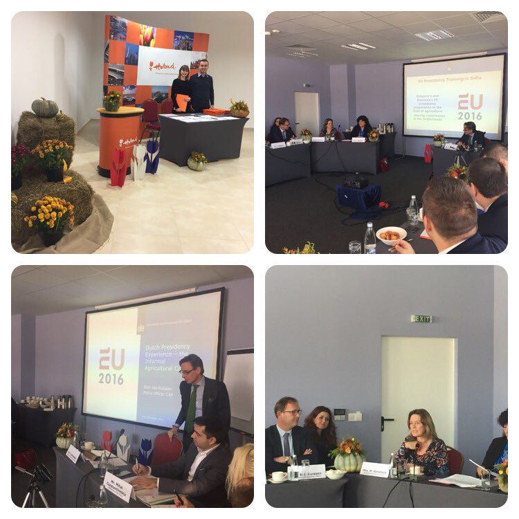 NLinBulgaria's tweet photo. NLMinEZ supports preparation and shares expertise on EU presidency w BG and RO MinAgr in Sofia, Bulgaria #EU2016NL #EU2018BG #RO2019RO https://t.co/IErPYyyvpE