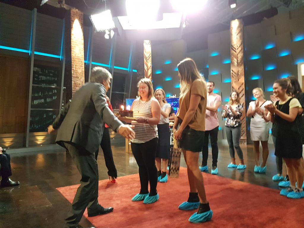 sbxr's tweet photo. Mr Banks having a birthday in the tank 
@sharktankau @Janineboost @NaomiSimson @DrGlenRichards https://t.co/QdItVIBowm