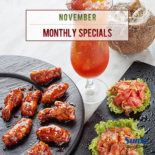 sumosushibento's tweet photo. Say goodbye to November, it's your last day to get these tasty specials!
#StrawberrySangria #KaraiChicken #PokeTour https://t.co/dM3FqHWKCr