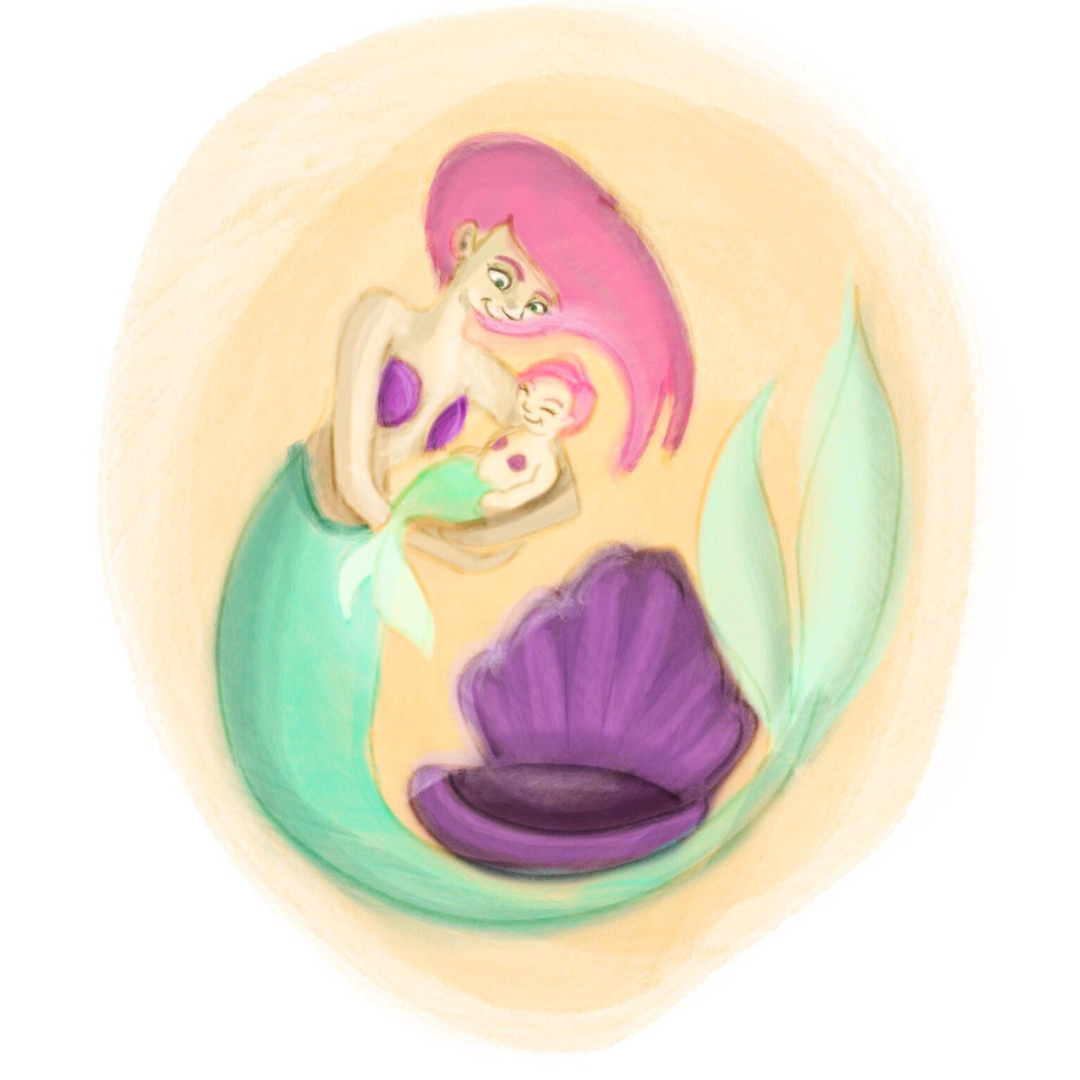 So fun to create with the #procreateapp. Using this for some sort of print or invite for my new Etsy store. #mermaids