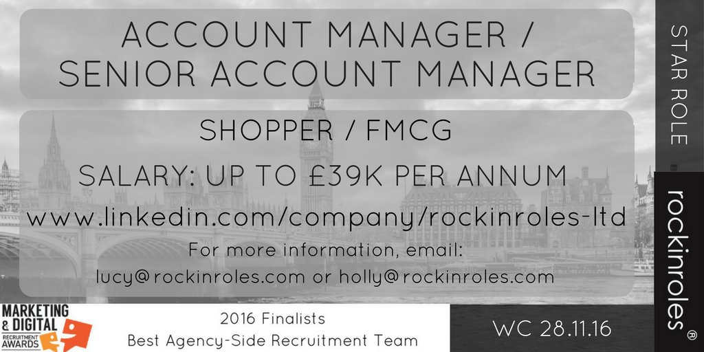rockinroles's tweet photo. #StarRole #AccountManager #SeniorAccountManager with #Shopper #FMCG expertise. Get in touch to find out more https://t.co/VxAM26flsP https://t.co/HuQaOtp4kY