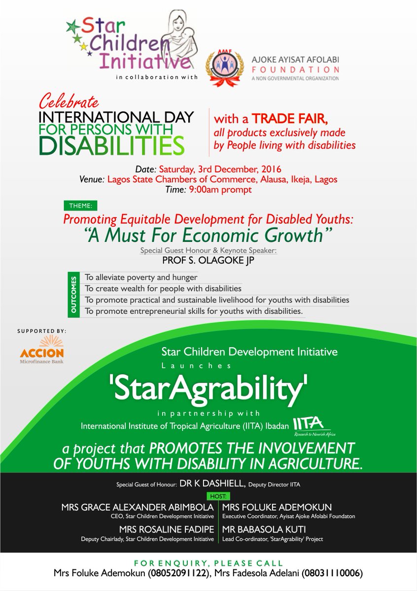 StarChildrenINT's tweet photo. @theecoheroes @AuduOgbeh @RichardMunang @BBoason All cordially invited #ThereIsAbilityInDisability #LeaveNoOneBehind. https://t.co/fDUwWZJZMw