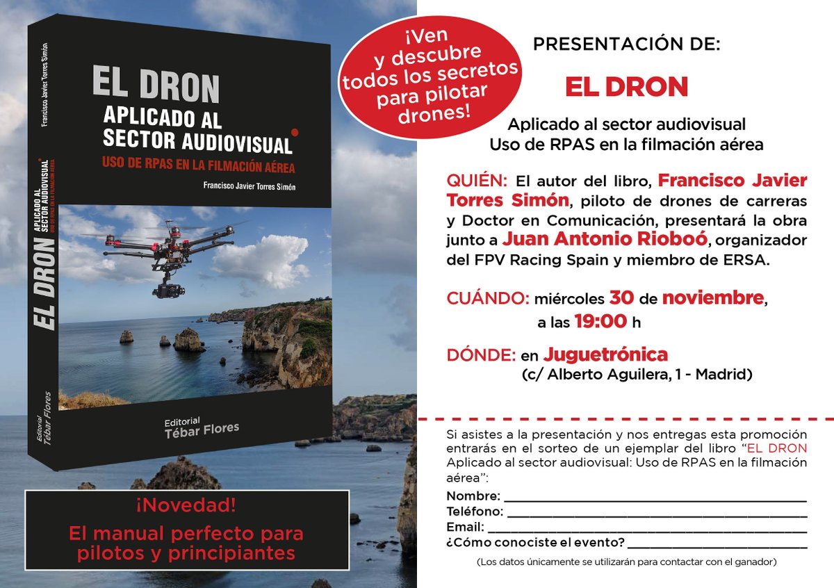 TebarFlores's tweet photo. #droners y locos x los #drones, os esperamos hoy en @Juguetronica (19:00) para descubrir los secretos del libro de @TarssoFPV #NoTeLoPierdas https://t.co/j6gRgbOegn