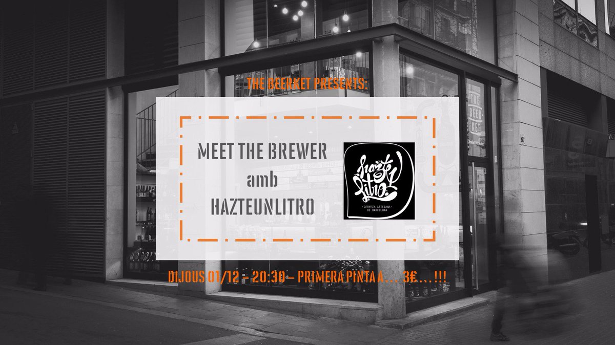 Amics de la bona birra, demà #MeetTheBrewer a <a href="/TheBeerket/">The Beerket</a> i passarem llista. La 1a pinta a 3€!! No t'ho perdis