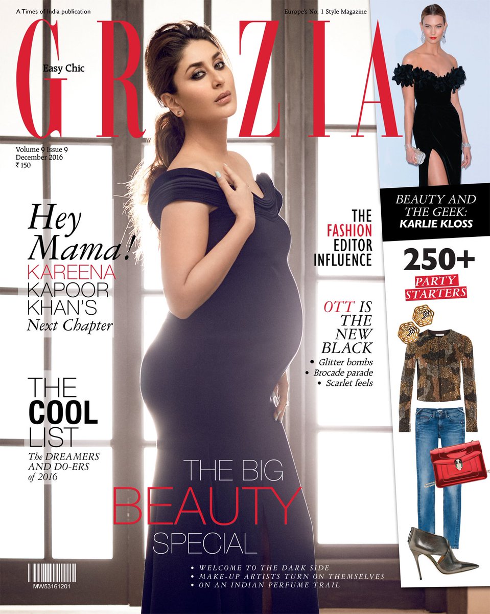KareenaK_FC's tweet photo. Mama-to-be Kareena Kapoor Khan on the latest issue @GraziaIndia! CLASS! https://t.co/8f0sNIUYYl