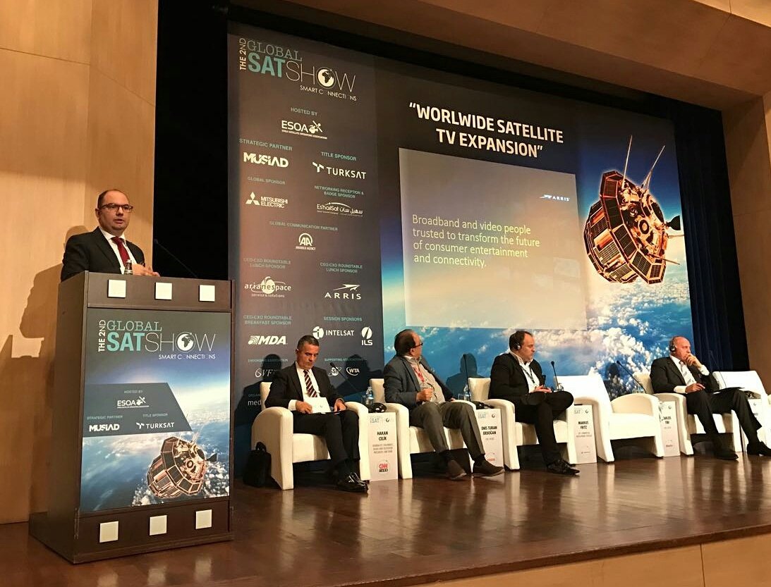 BroadcastBrazil's tweet photo. Türken of ARRIS talks about Worldwide #Satellite TV Expansion at 2ndGlobal SatShow. #2ndGSS https://t.co/NHfsgtRuOr @ARRIS ARRIS