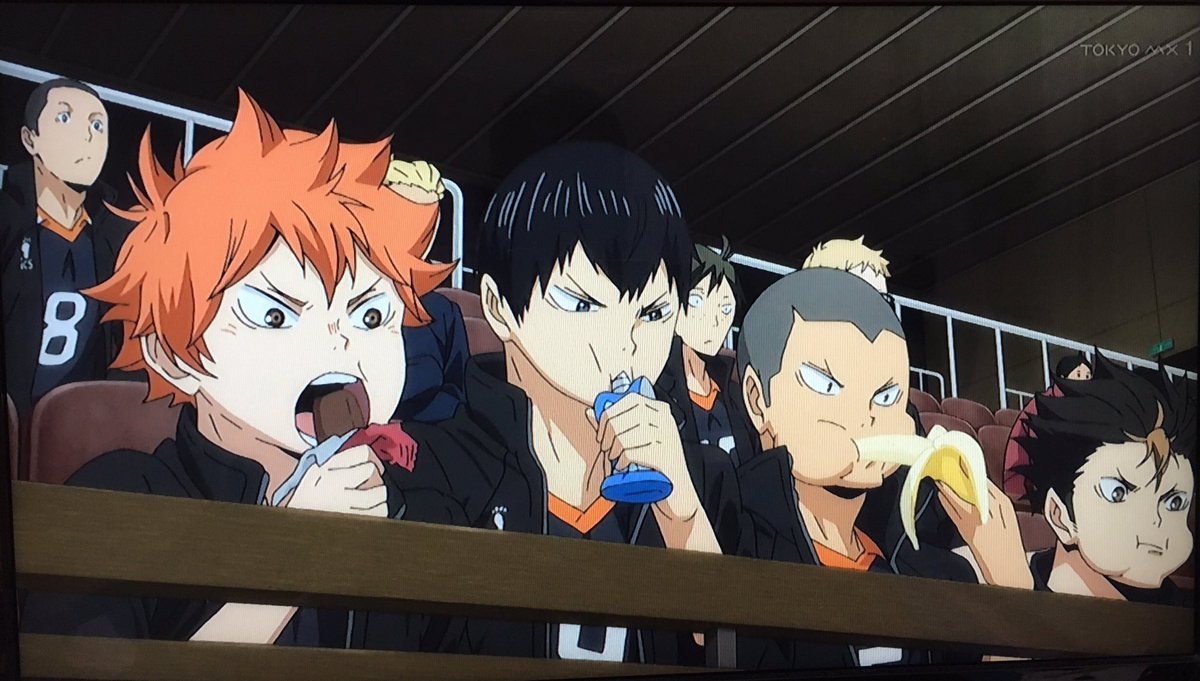 まこり V Twitter 食いすぎるなよ D この4人可愛すぎる件 ハイキュー 日向 影山 田中 西谷 T Co Pmnsqpzrda Twitter