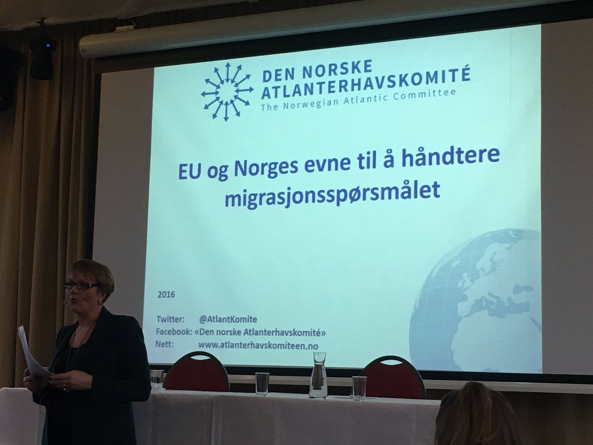 EUiNorge's tweet photo. Konf. om migrasjonspørsmålet:et etisk, politisk, sikkerhetspol, øk. &amp; humanitært spørsmål - Generalsekretær Kate Hansen Bundt @Atlantkomite https://t.co/hdkHHMB2pd